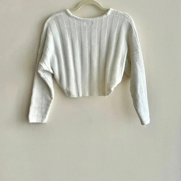 Rumor by Anthropologie Extra Cropped Long Sleeve Ribbed Sweater, S/M, Cardigan - Picture 12 of 16